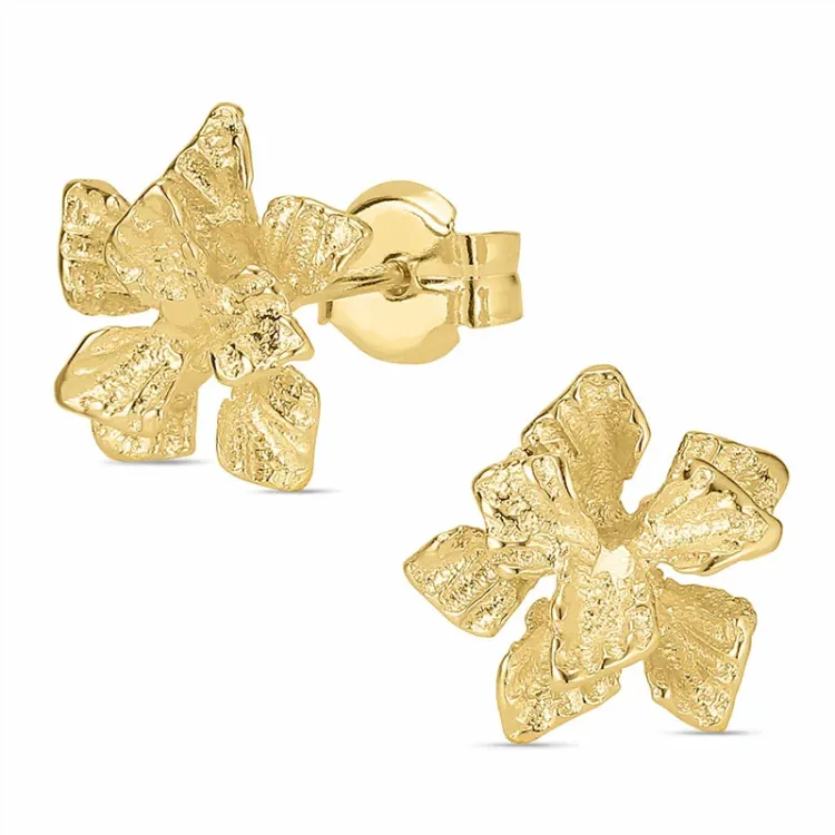 bloem oorsteker in 9 karaat goud - Gold Collection