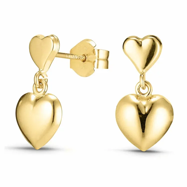 lange hart oorbellen in 9 karaat goud - Gold Collection