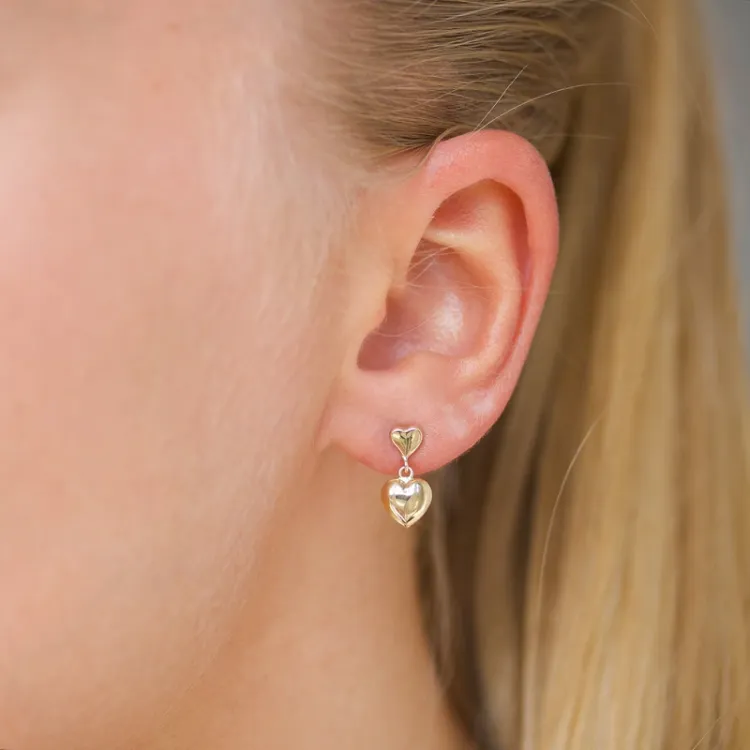 lange hart oorbellen in 9 karaat goud - Gold Collection