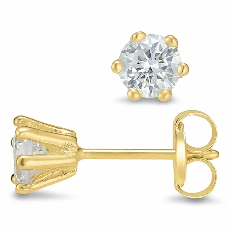 4 mm zirkoon oorsteker in 9 karaat goud met zirkoon - Gold Collection