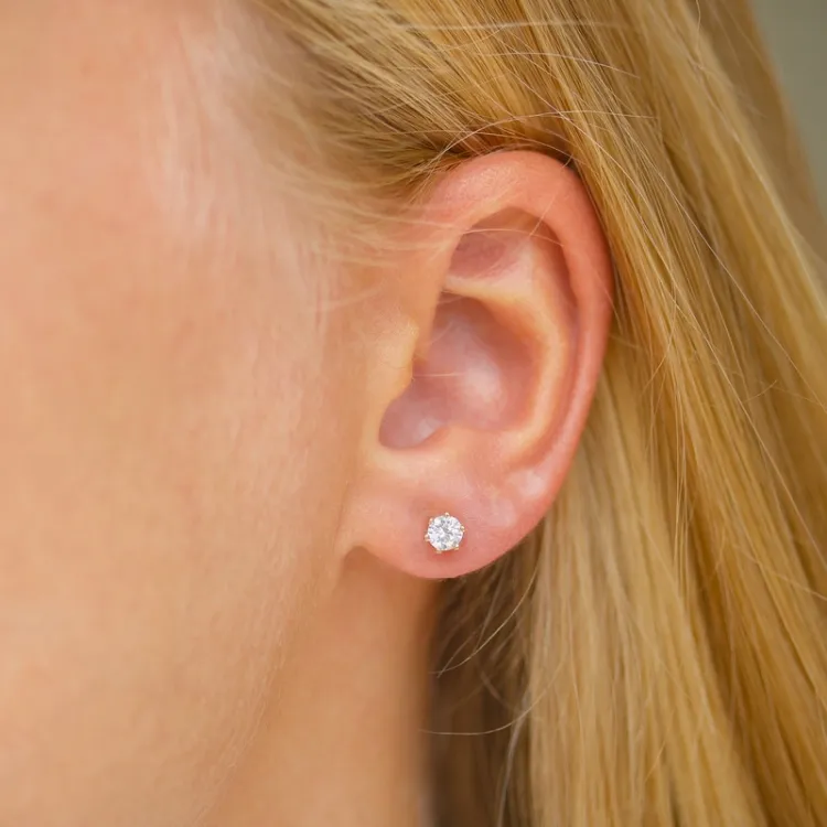 4 mm zirkoon oorsteker in 9 karaat goud met zirkoon - Gold Collection
