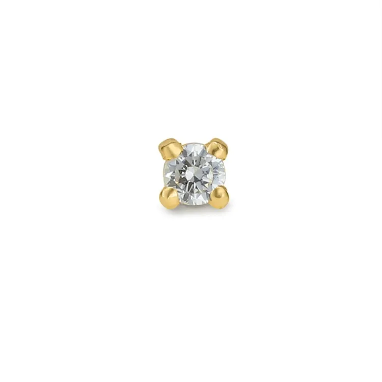 1/2 paar 2 mm oorbellen in 9 karaat goud met zirkoon - Gold Collection