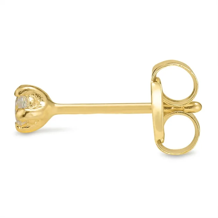 1/2 paar 2 mm oorbellen in 9 karaat goud met zirkoon - Gold Collection
