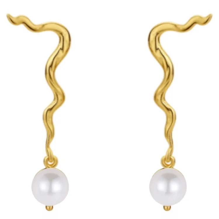 Nava Peony parel oorbellen in verguld sterlingzilver