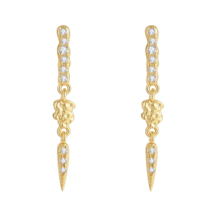 Nava Cleopatra oorbellen in verguld sterlingzilver witte zirkoon