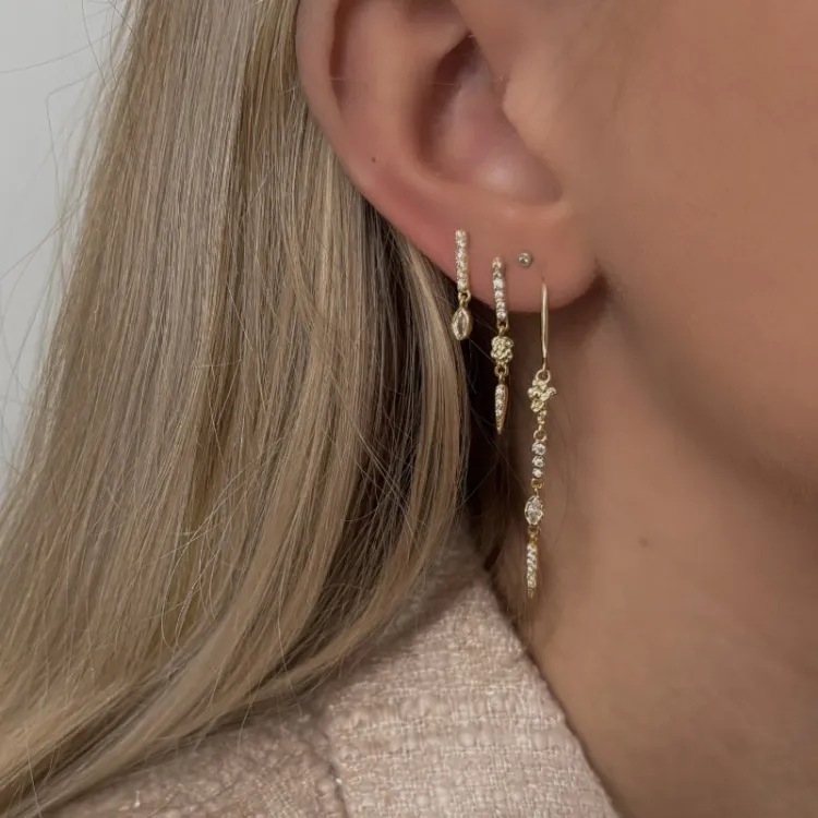 Nava Cleopatra oorbellen in verguld sterlingzilver witte zirkoon