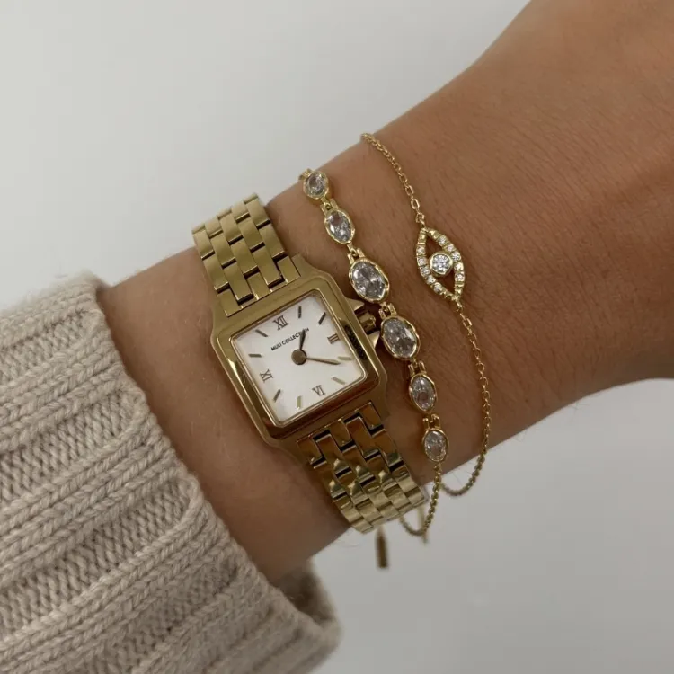 Nava Akhen armband in verguld sterlingzilver witte zirkoon
