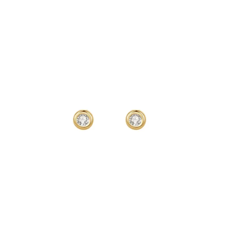 Nava Agua Petite oorsteker in verguld sterlingzilver witte zirkoon