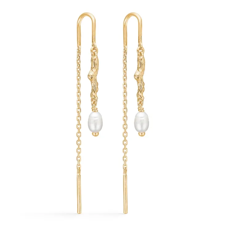 Studio Z Tangled parel oorhanger in verguld sterlingzilver