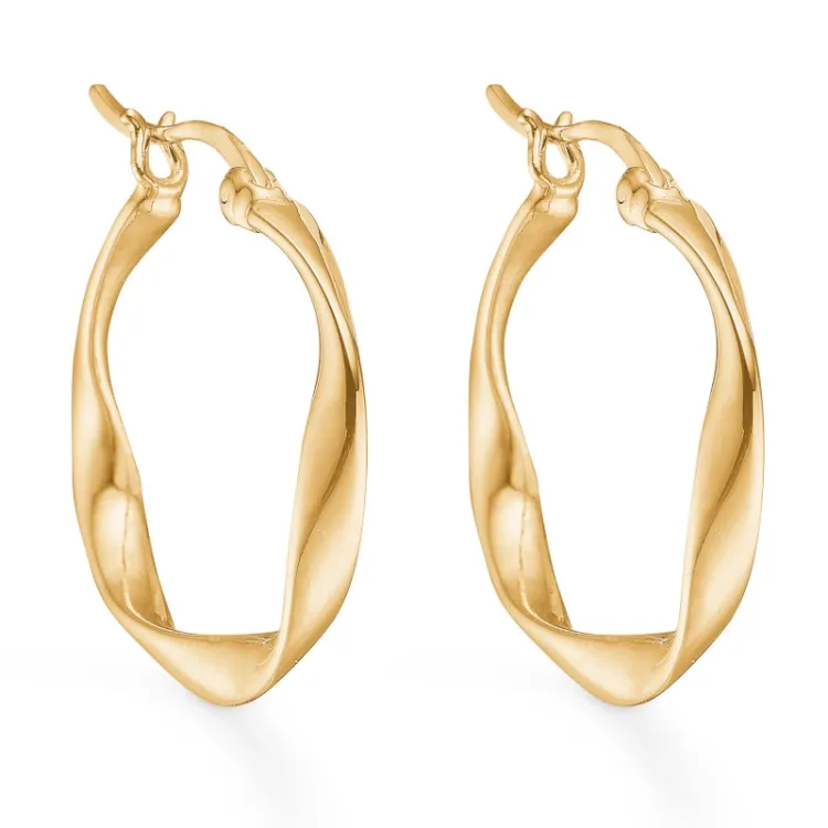 Studio Z Curved creool in verguld sterlingzilver
