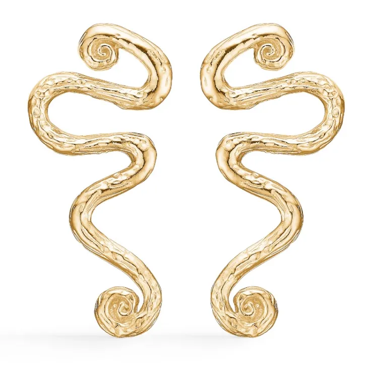 Studio Z Wave oorsteker in verguld sterlingzilver