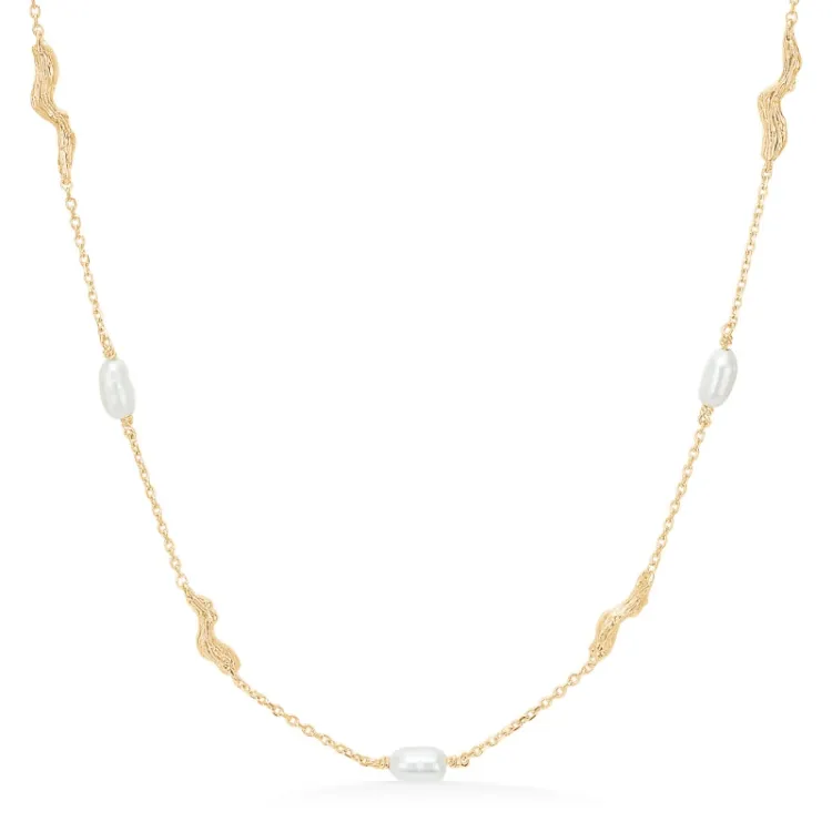 Studio Z Tangled parel ketting in verguld sterlingzilver