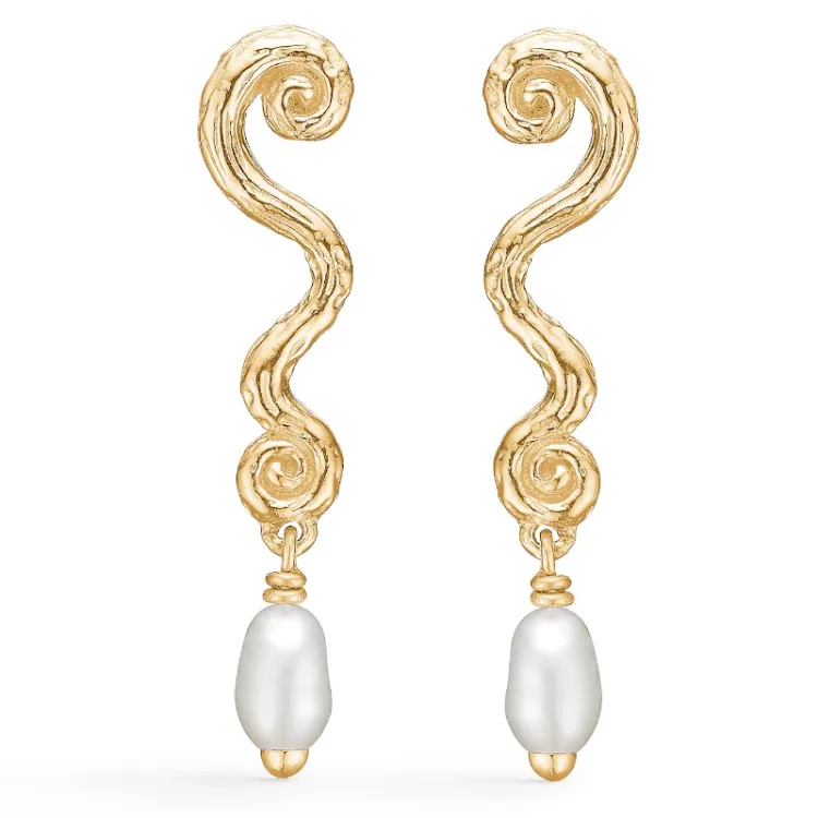 Studio Z Wave oorbellen in verguld sterlingzilver