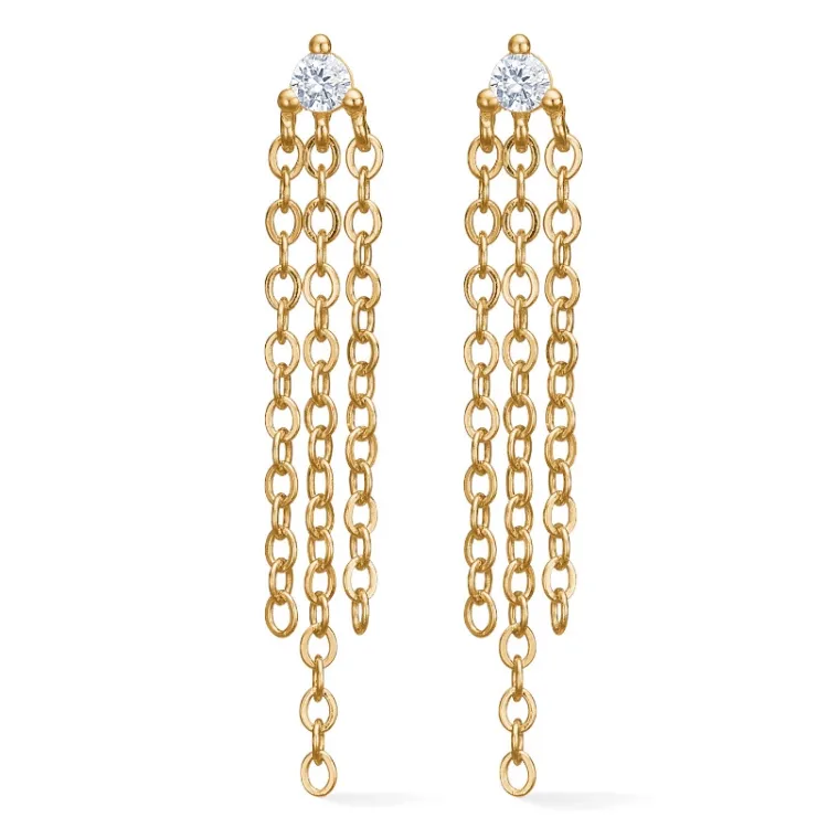 Studio Z Ripple ketting oorbellen in verguld sterlingzilver witte zirkoon