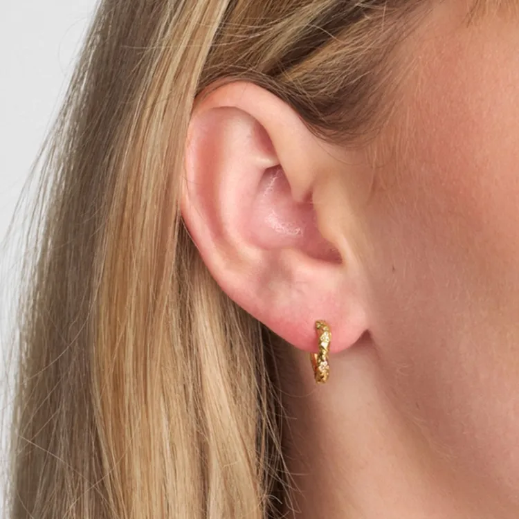 Studio Z Glint creool in verguld sterlingzilver witte zirkoon
