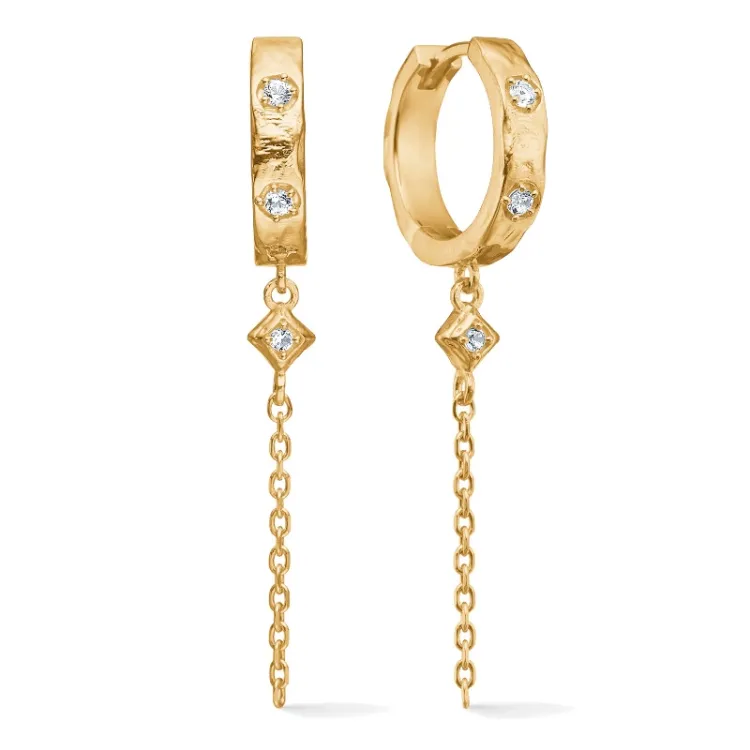 Studio Z Marena creool in verguld sterlingzilver witte zirkoon