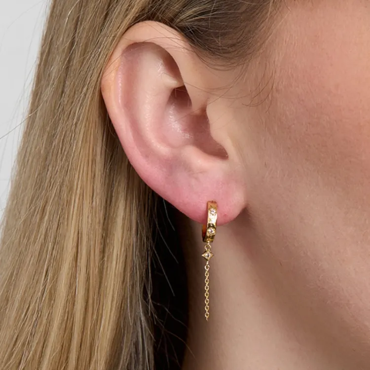 Studio Z Marena creool in verguld sterlingzilver witte zirkoon