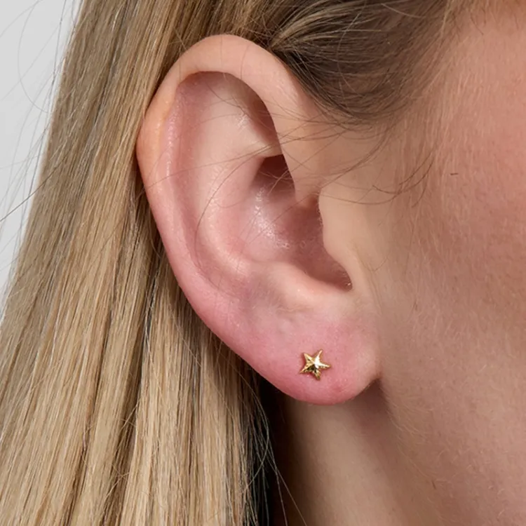 Studio Z Shiny Star oorbellen in verguld sterlingzilver