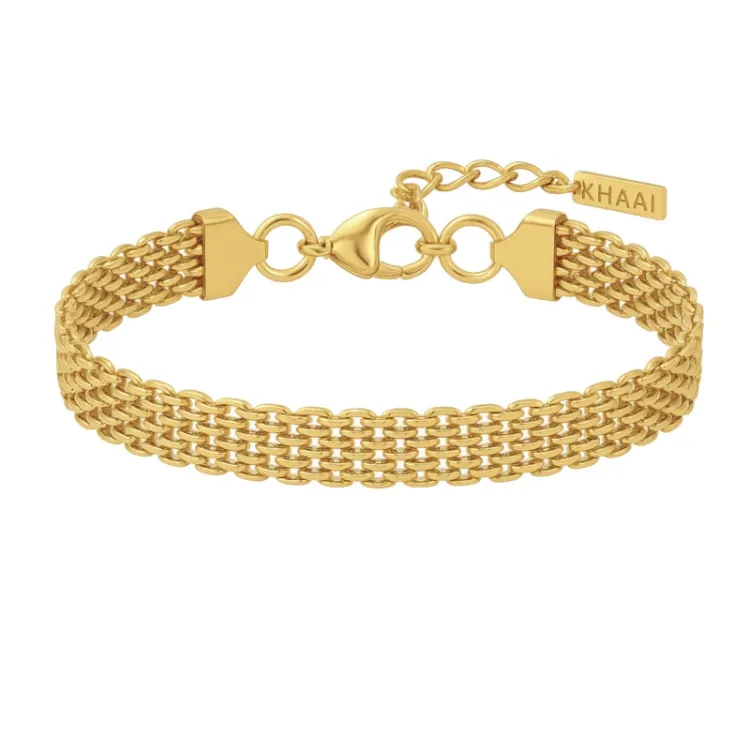 Khaai Studio Mesh armband in verguld staal
