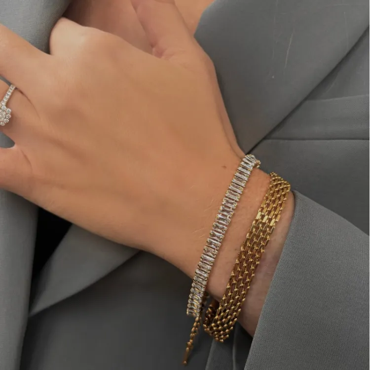 Khaai Studio Mesh armband in verguld staal