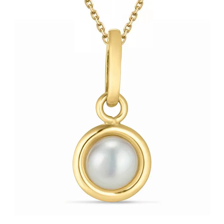 parel ketting in verguld sterlingzilver met hanger in 9 karaat goud - Gold Collection