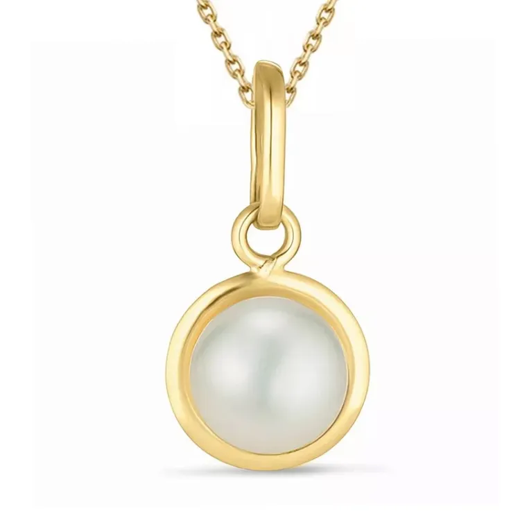 parel ketting in verguld sterlingzilver met hanger in 9 karaat goud - Gold Collection