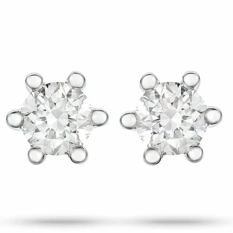 2 x 0,10 ct diamant solitaire oorbel in 14 karaat witgoud met diamant 