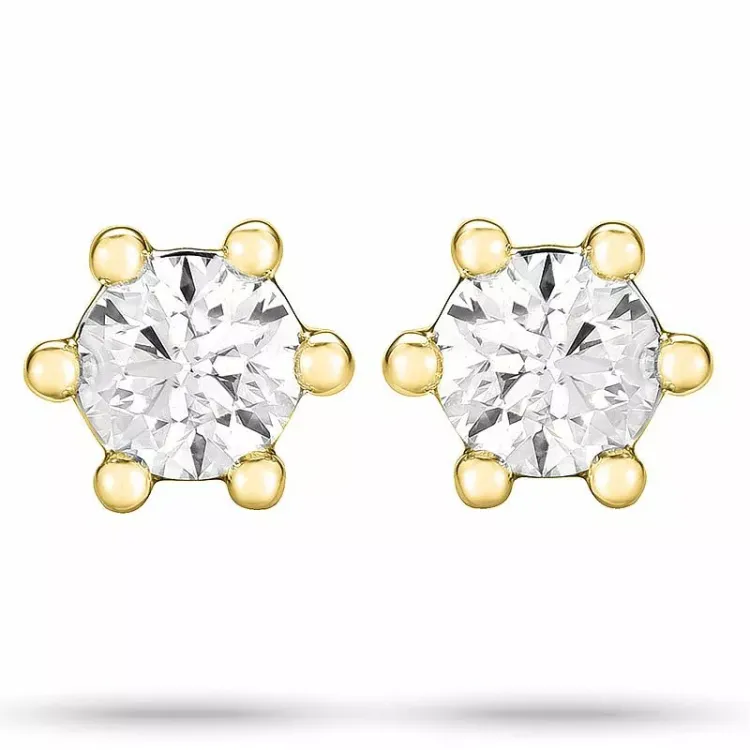2 x 0,20 ct solitaire oorbel in 14 karaat goud met diamant 