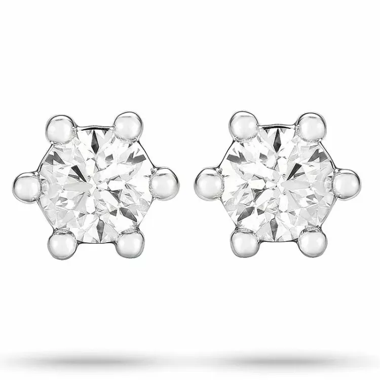 2 x 0,20 ct diamant solitaire oorbel in 14 karaat witgoud met diamant 