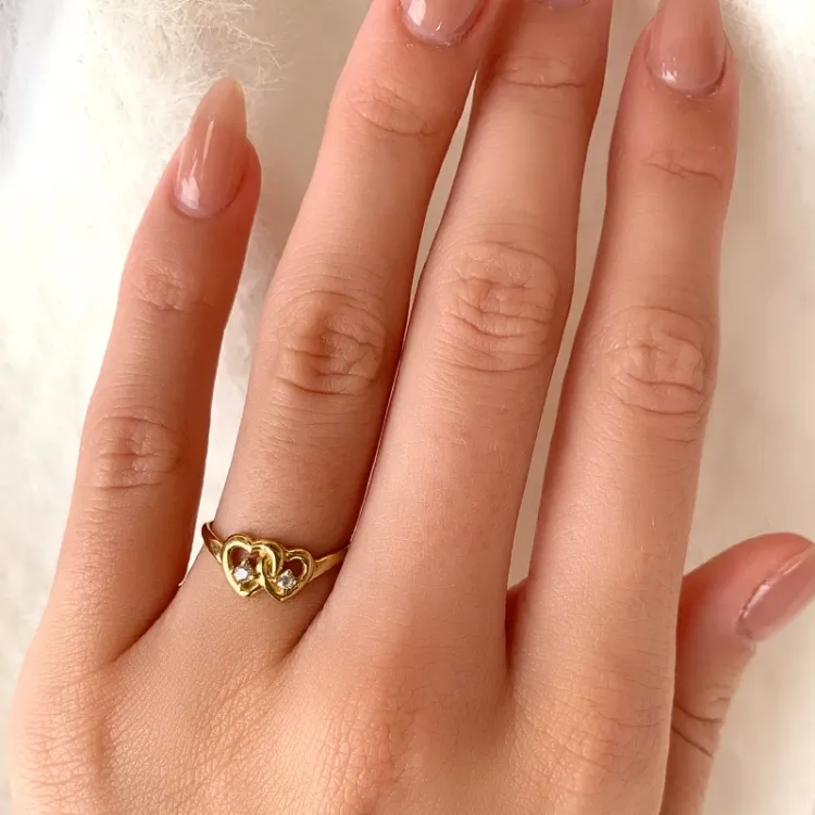 hart witte zirkoon ring in 9 karaat goud