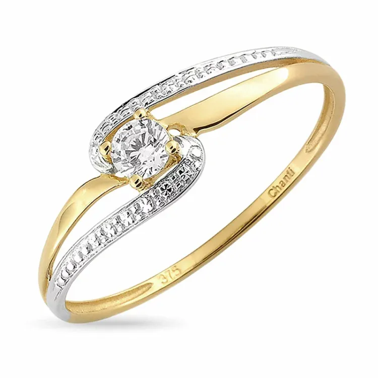 Zirkoon ring in 9 karaat goud met 9 karaat witgoud