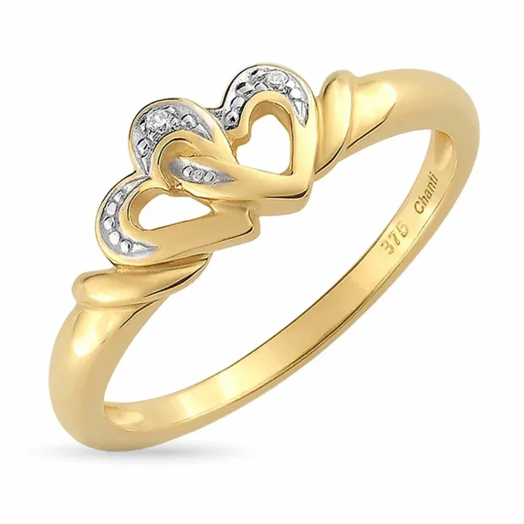 hart zirkoon ring in 9 karaat goud met rodium - Gold Collection