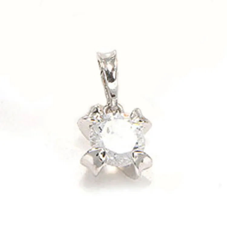 Rond witte zirkoon hanger in 9 karaat witgoud