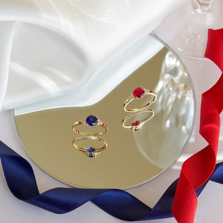 blauwe syntetische saffier ring in 9 karaat goud - Gold Collection