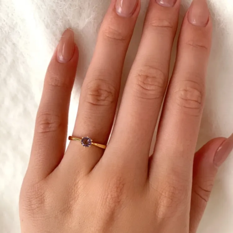 amethist solitaire ring in 9 karaat goud - Gold Collection