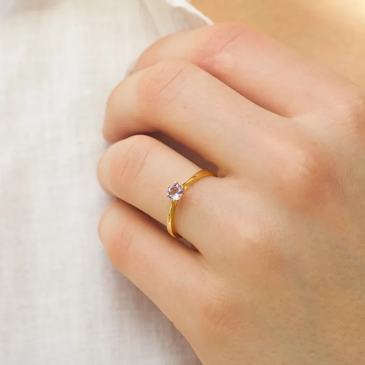 amethist solitaire ring in 9 karaat goud - Gold Collection