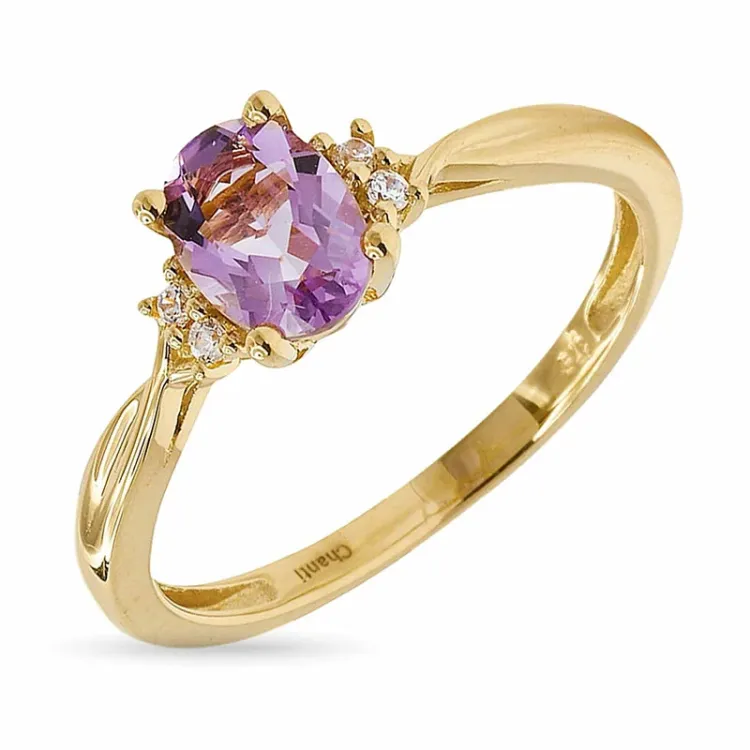 ovale amethist gouden ring in 9 karaat goud - Gold Collection