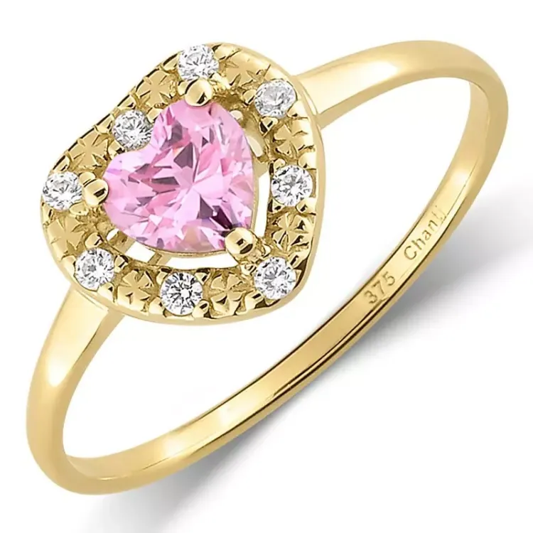 elegant hart roze zirkoon ring in 9 karaat goud - Gold Collection