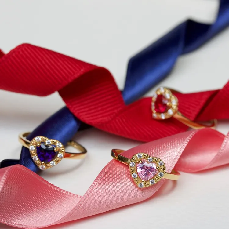 elegant hart roze zirkoon ring in 9 karaat goud - Gold Collection