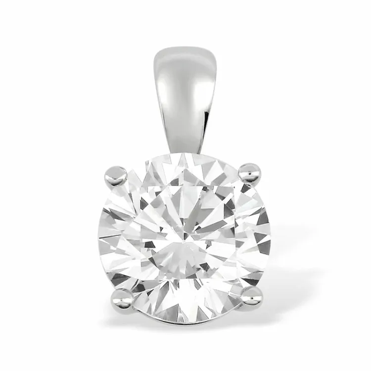 rond witte zirkoon hanger in 9 karaat witgoud