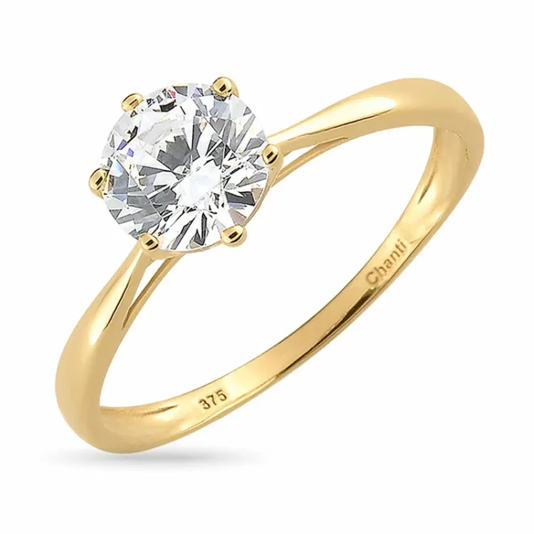 gouden ringen: solitaire ring in 9 karaat goud - Gold Collection
