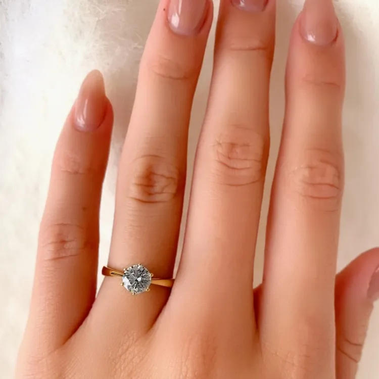 gouden ringen: solitaire ring in 9 karaat goud - Gold Collection