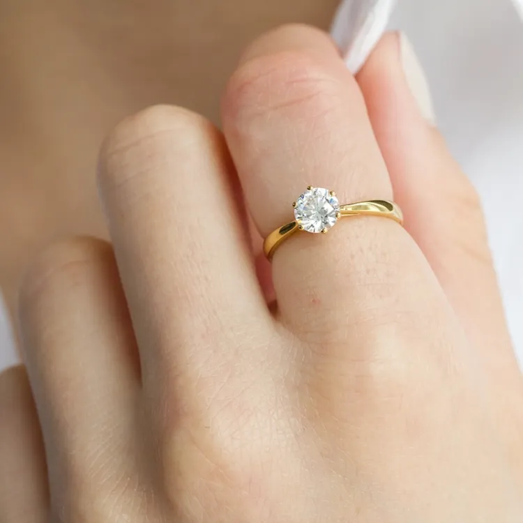 gouden ringen: solitaire ring in 9 karaat goud - Gold Collection