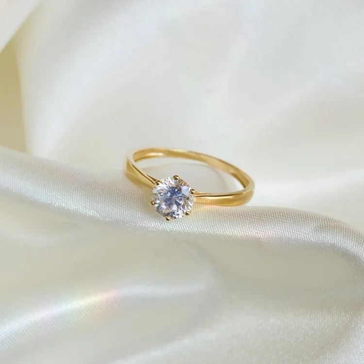 gouden ringen: solitaire ring in 9 karaat goud - Gold Collection