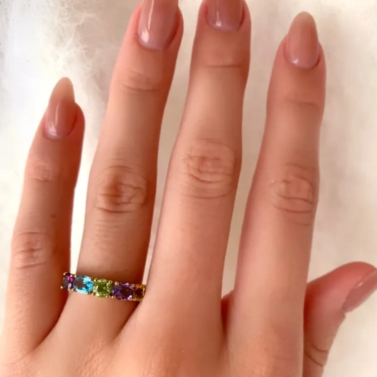 gouden ringen: veelkleurig ring in 8 karaat goud - Gold Collection