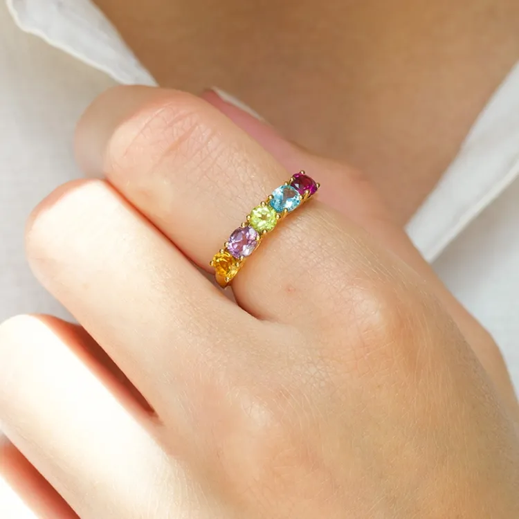 gouden ringen: veelkleurig ring in 8 karaat goud - Gold Collection