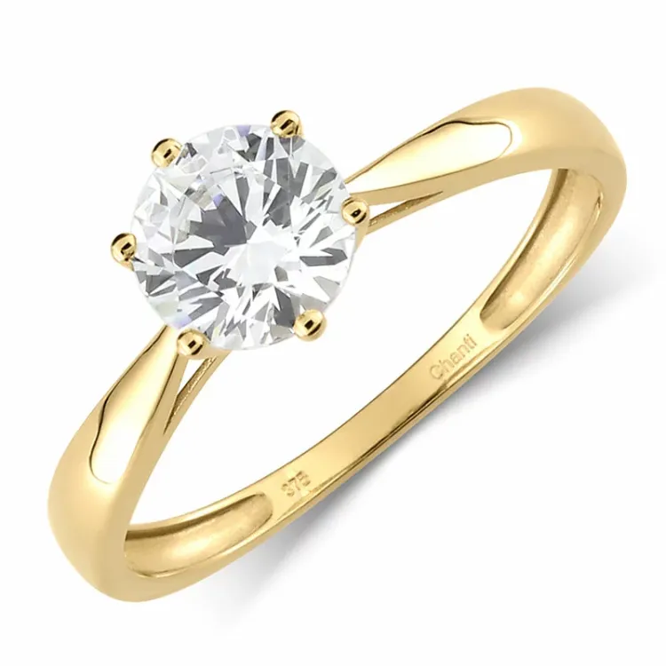 gouden ring solitaire ring in 9 karaat goud - Gold Collection