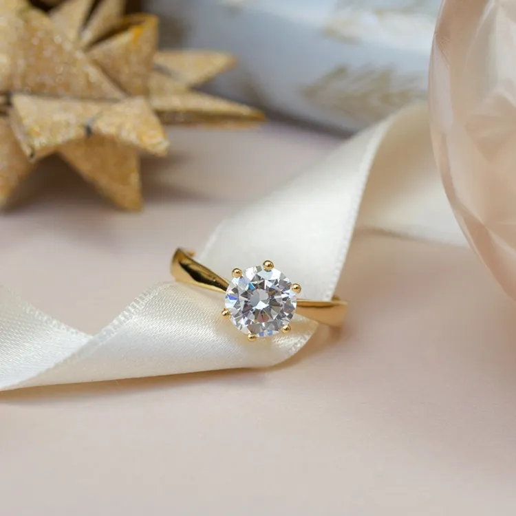 gouden ring solitaire ring in 9 karaat goud - Gold Collection