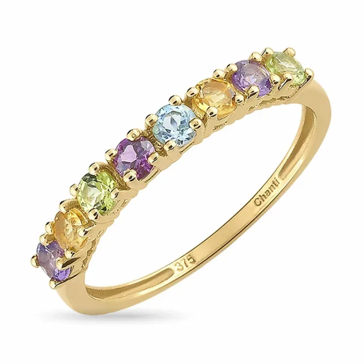 smal veelkleurig ring in 8 karaat goud - Gold Collection