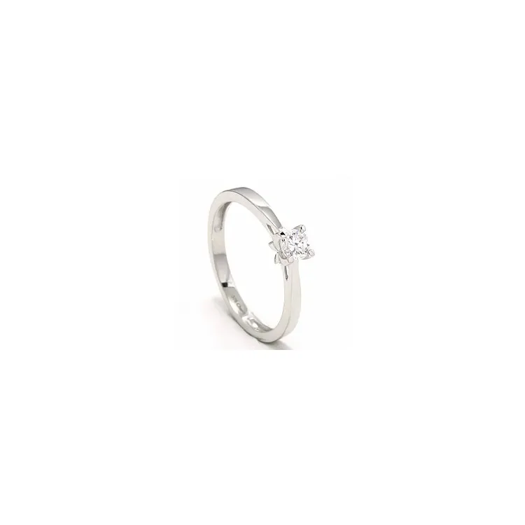 Witte zirkoon solitaire ring in 9 karaat witgoud